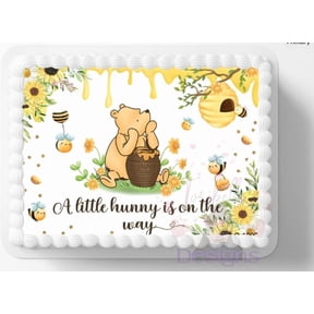 Toribella's Designs 10" by 8" Pooh Little Hunny On Way Baby Shower Edible Image Cake Topper Easy To Apply To your Own Cake.