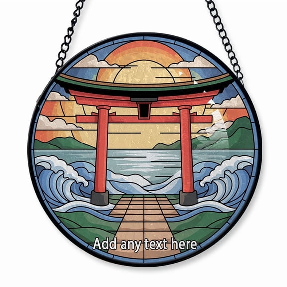 Torii Gate Japan Stained Glass Suncatcher Window Hanging  Christmas 2025 Holiday Window Hanging for Adventurers, Couples, Families or Friends Who Love Travel