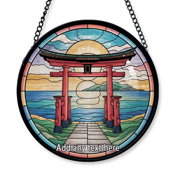 Torii Gate Japan Stained Glass Suncatcher Window Hanging Personalized Window Hanging for Travel Memories, Trip Of The Year Gift for Couples, Families or Friends Christmas 2025