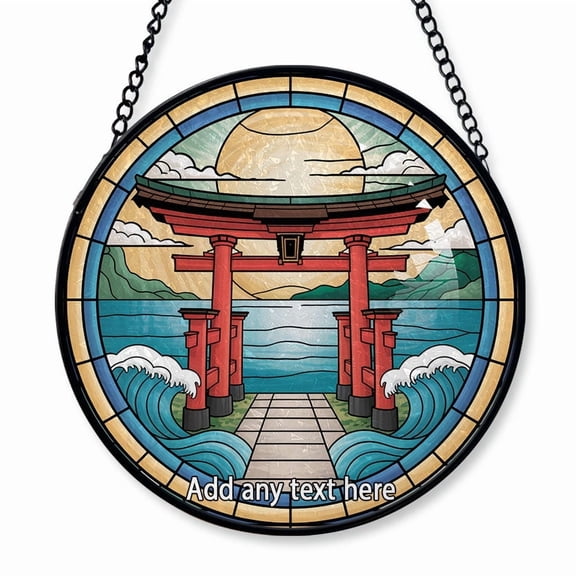 Torii Gate Japan Stained Glass Suncatcher Window Hanging Unique Personalized Christmas 2025 Gift for Travel Enthusiasts, Families, Friends and Couples