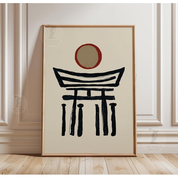 Torii Gate Poster Minimal Japanese Wall Art Abstract Shrine Print Zen Style Home Decor