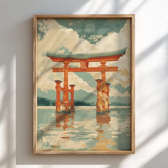 Torii Gate Shrine Wall Art Print, Unframed Paper Poster 24x36in