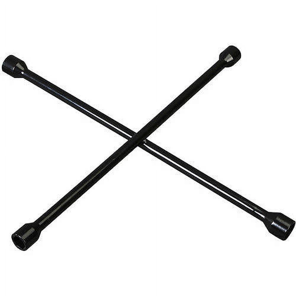 Torin 16-Inch Cross-Shaped Metal Tire Lug Wrench with 4-Size Versatility