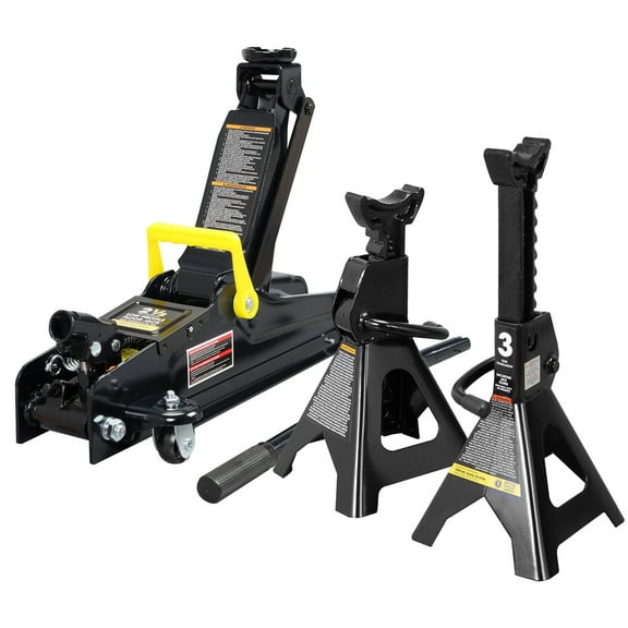 Torin 2.5 Ton Floor Jack and 3 Ton Jack Stand Combo for Car,Black