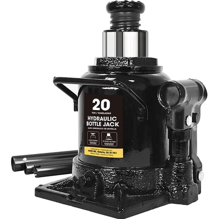 Torin 20 Ton Hydraulic Stubby Low Profile Car Bottle Jack for Auto Repair, Black, W9207B