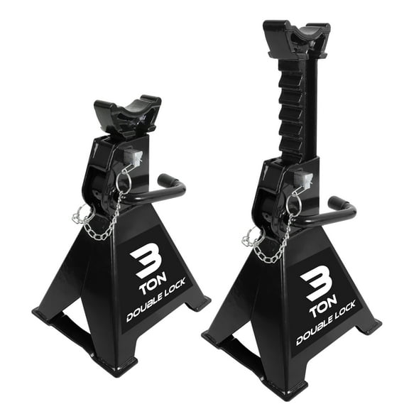 Torin 3 Ton Heavy Duty Jack Stands Double Locking Pins Car Jack Stand, Black, 1 Pair, W43005AB