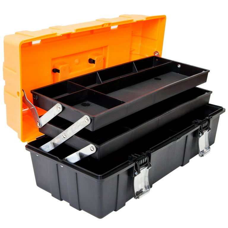 Torin 17 Plastic Tool Box 3-Tiers Multi-Function Storage Portable Toolbox  Organizer,Orange 