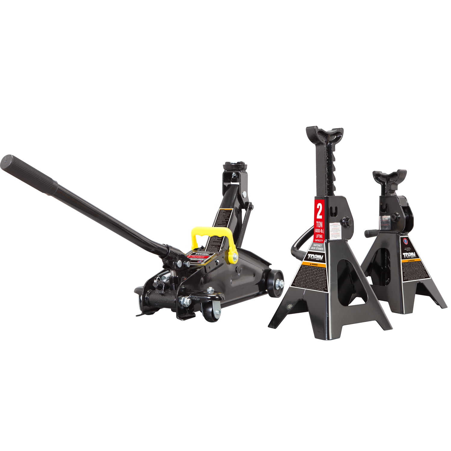 Torin Big Red Hydraulic Trolley Floor Jack Combo with 2 Jack Stands, 2