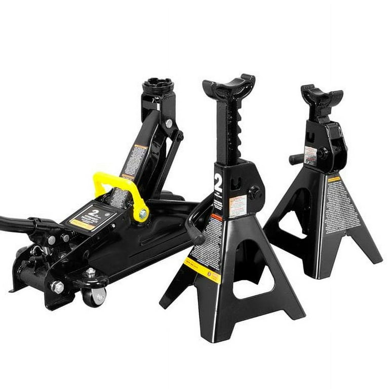 Torin Hydraulic Trolley Service Floor Jack Combo with 2 Jack Stands 2 Ton 4 000 lb Capacity Black W8201 B