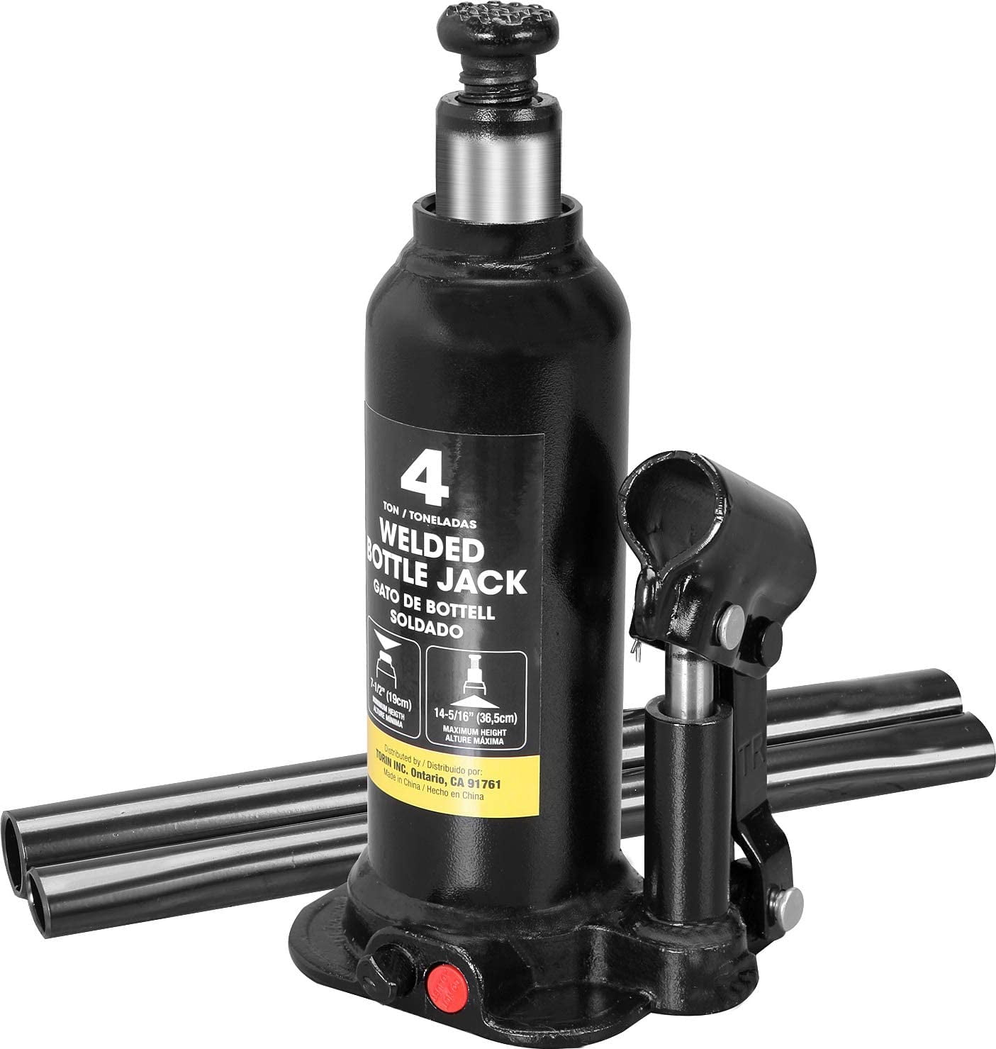Torin Hydraulic Welded Bottle Jack, 4 Ton (8000 lb) Capacity, Black