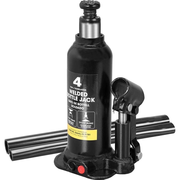 Torin Hydraulic Welded Bottle Jack, 4 Ton (8000 lb) Capacity, Black