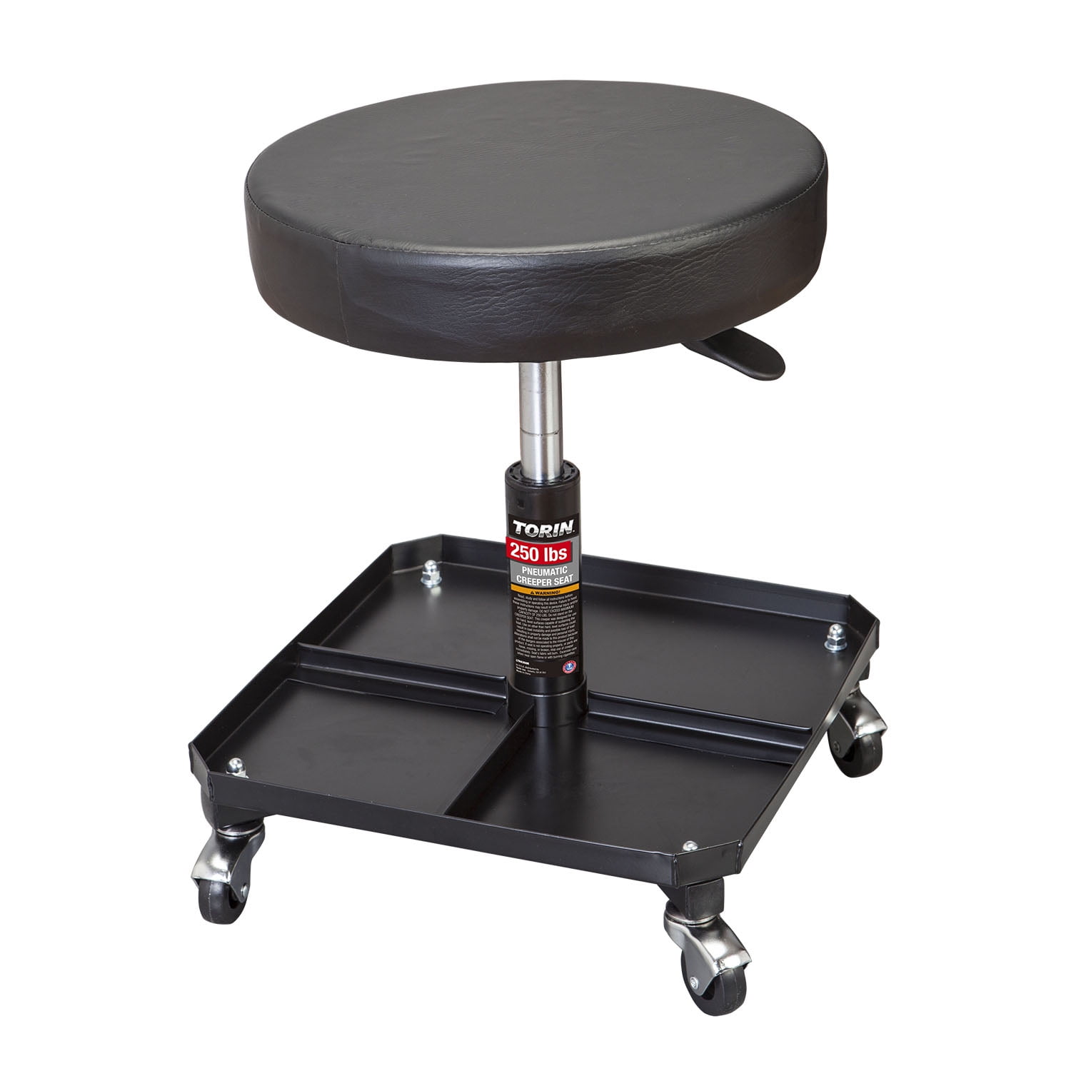 DNA Motoring Tools-00253 Adjustable Height Pneumatic Garage Seat Rolling Mechanic Stool with Tool Tray Storage