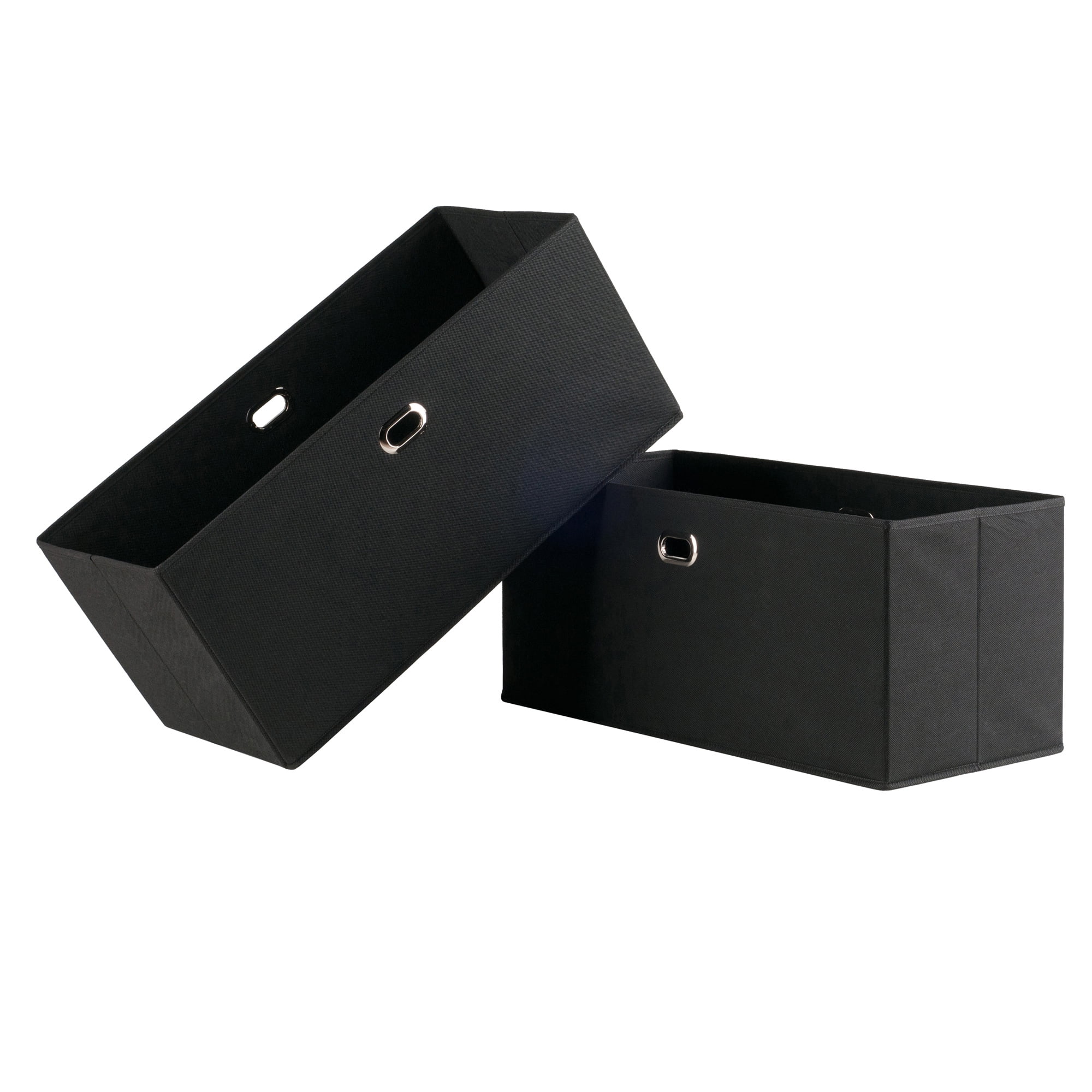 Winsome Torino 2-Piece Foldable Wide Baskets, Black Fabric