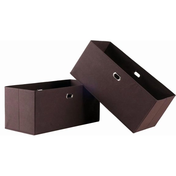 Torino 2 Piece Folding Fabric Baskets Chocolate (38222)