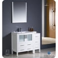 thumbnail image 1 of Fresca Torino 42" White Modern Bathroom Vanity with Side Cabinet & Integrated Sink, 1 of 4