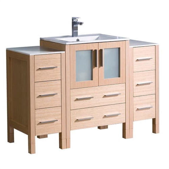 Fresca Torino 48" Light Oak Modern Bathroom Cabinets with Integrated Sink