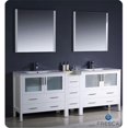 thumbnail image 1 of Torino 84 in. White Modern Double Sink Bathroom Vanity with Side Cabinet & Integrated Sinks, 1 of 1