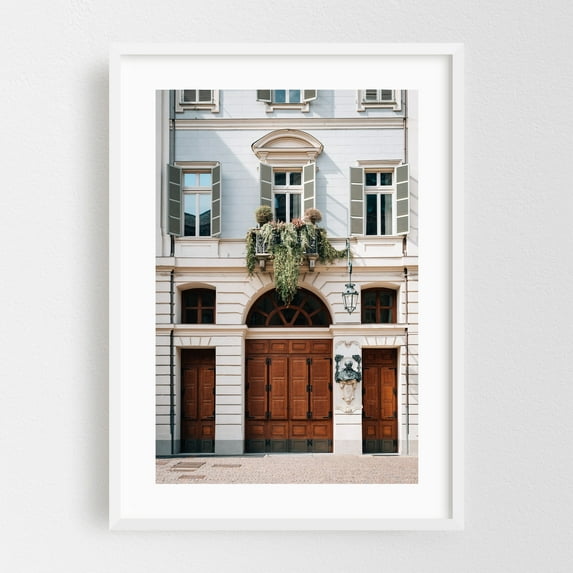 Torino Architectural 01 - Turin Piedmont Italy Photography Architecture City Vintage Travel Poster Botanical Street Photography Rustic White Framed Wall Art Print 5 x 7 inches