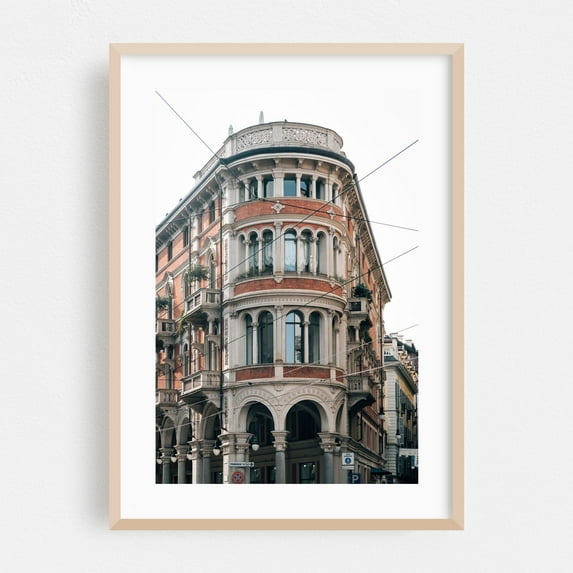 Torino Architectural 02 - Turin Piedmont Italy Photography Oak Framed Wall Art Print 20 x 30 inches