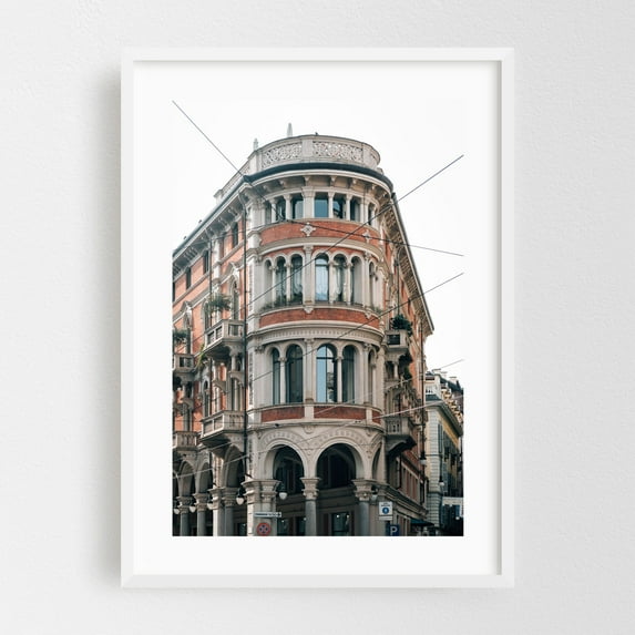 Torino Architectural 02 - Turin Piedmont Italy Photography White Framed Wall Art Print 16 x 24 inches