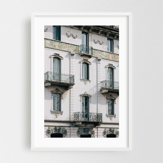 Torino Architectural 04 - Turin Piedmont Italy Photography White Framed Wall Art Print 16 x 24 inches