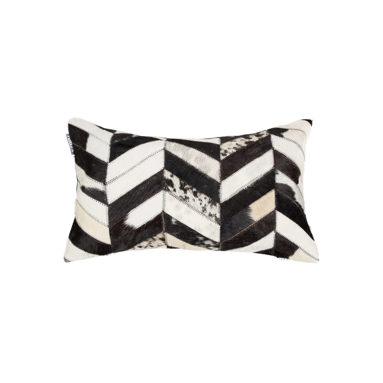 Torino Black and Natural Cowhide Chevron Pillow