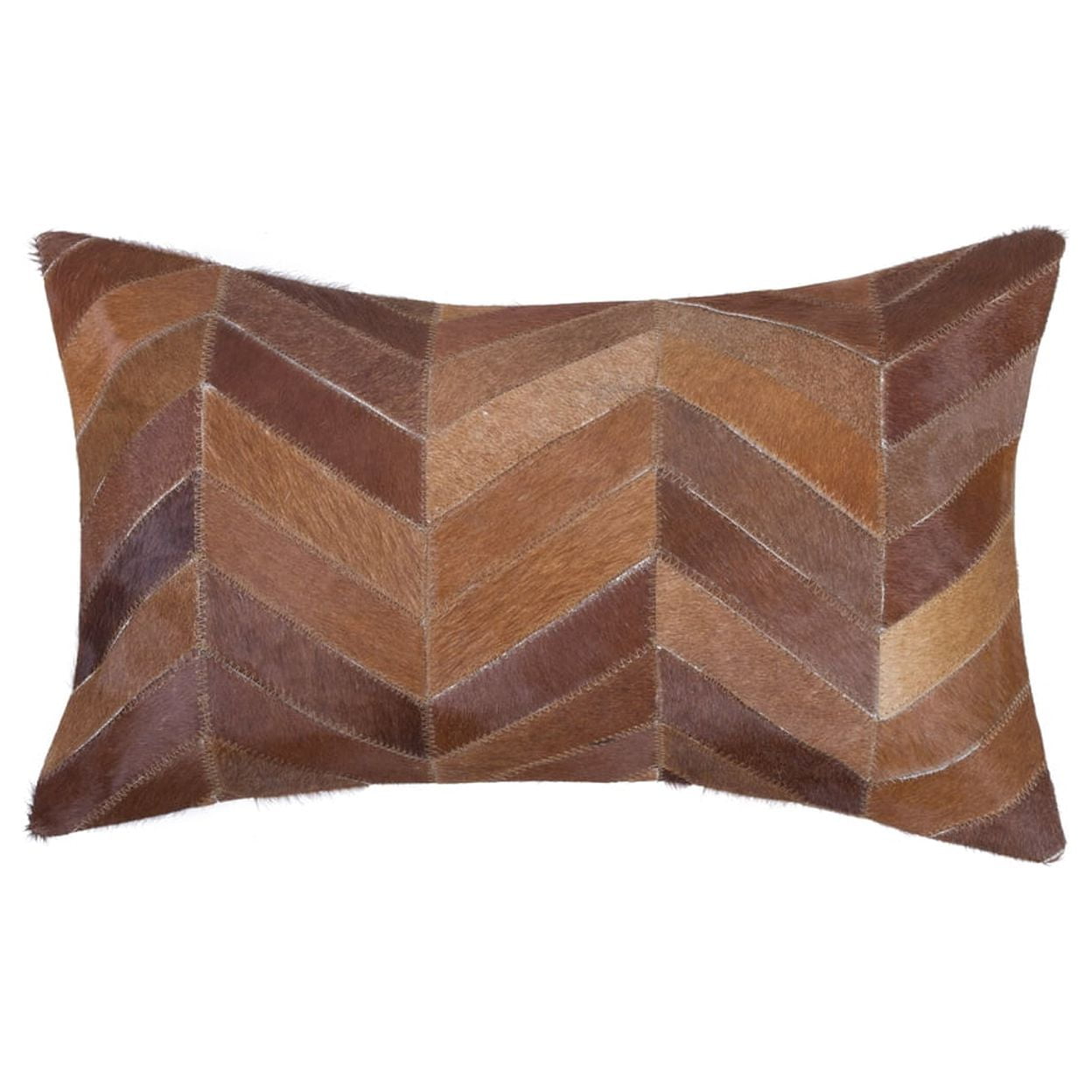 Torino Chevron Tan Cowhide Lumbar Pillow