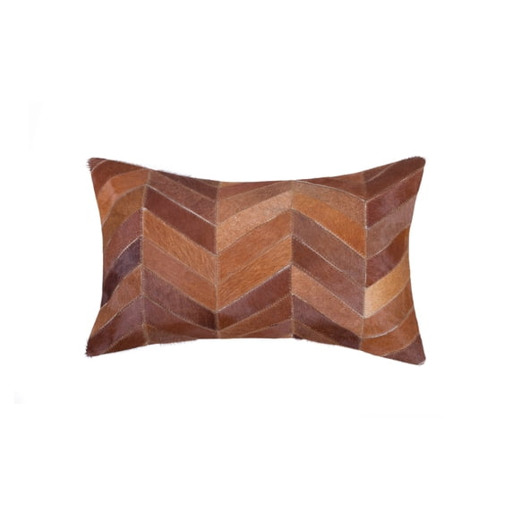 Natural Torino Chevron Cowhide Pillow | Tan | 12"x20"
