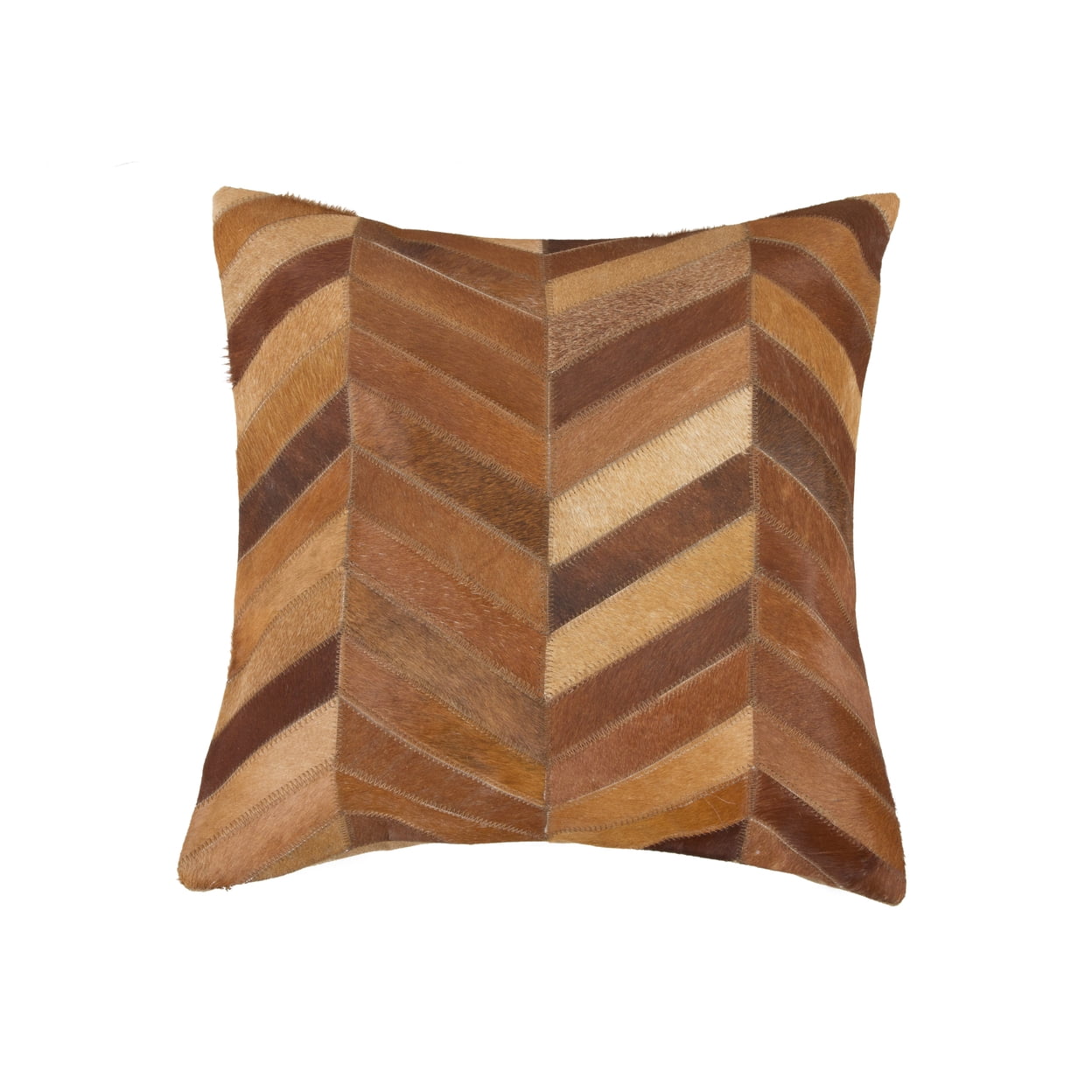 Tan Chevron Cowhide Square Throw Pillow