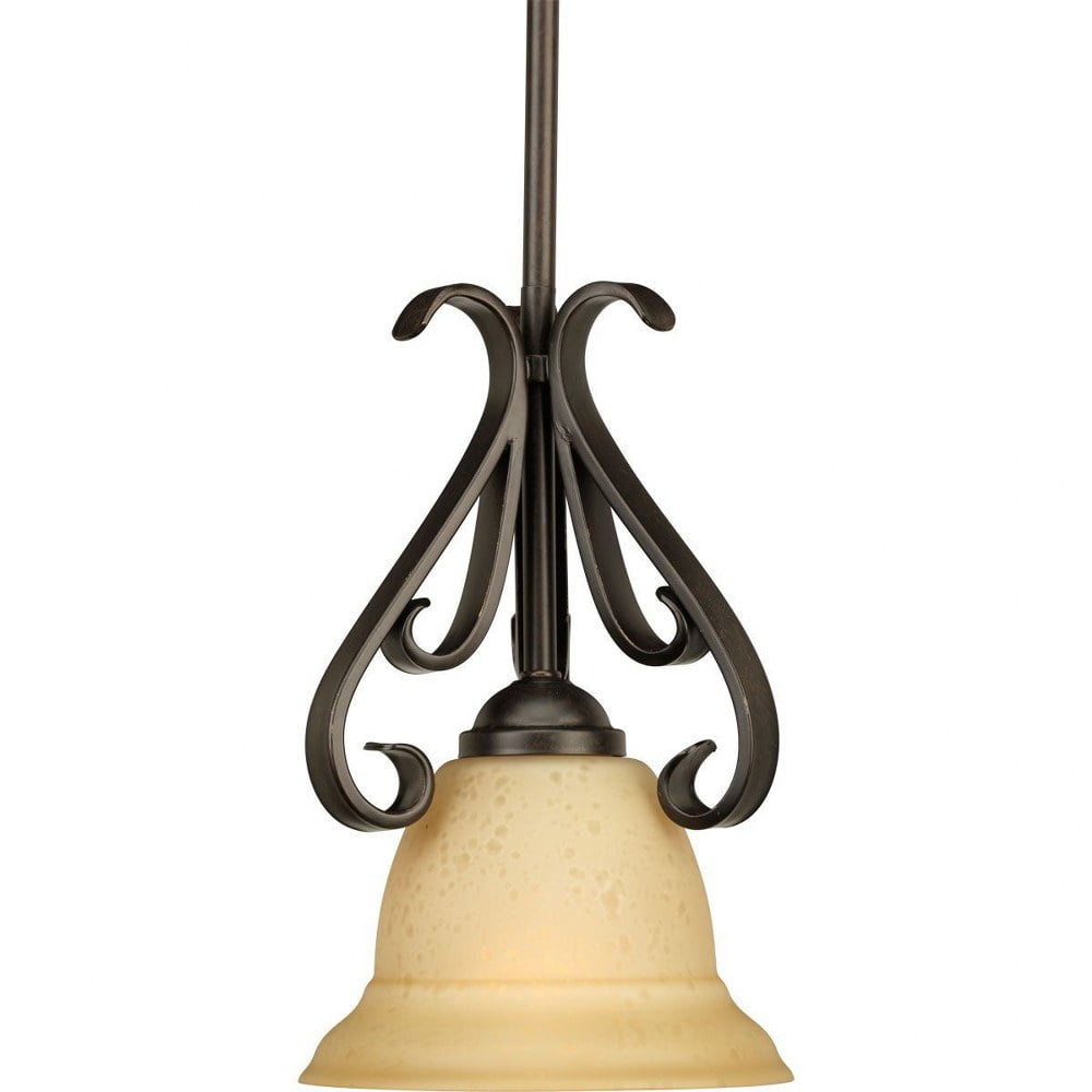 Torino Forged Bronze Mini Pendant with Bell-Shaped Glass