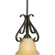Torino Collection One-Light Forged Bronze Tea-Stained Glass Transitional Mini-Pendant Light