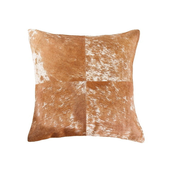 Natural Torino Quattro Cowhide Pillow | S & p brown/white | 18"x18"