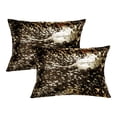 thumbnail image 1 of Torino Cowhide Pillow 2-Piece Chocolate Gold 100% Indian Leather, 1 of 5