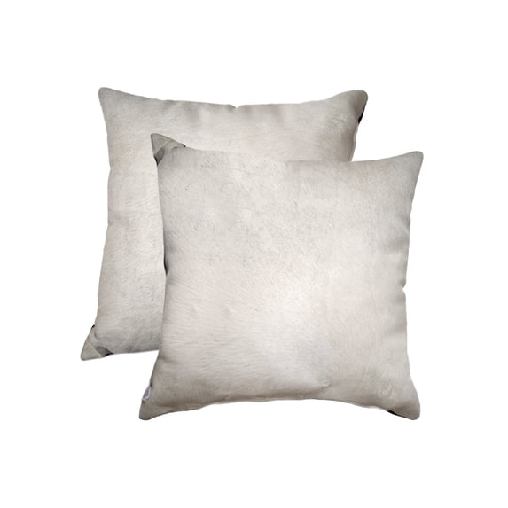 Natural Torino Geneva Cowhide Pillow | 2-Pack | Off-white | 18"x18"