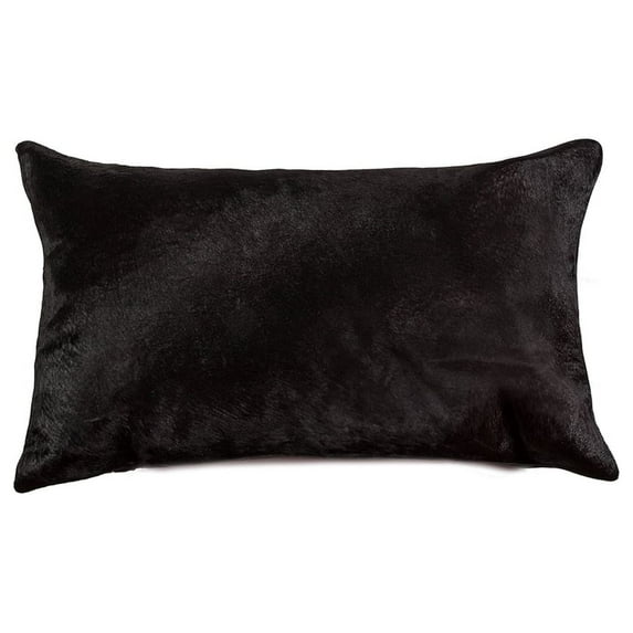 Torino Cowhide Pillow Black 12x20 Natural 1-Piece Decorative Pillow