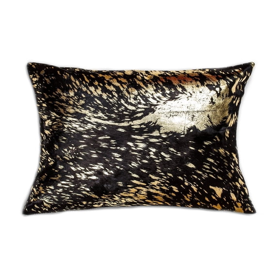 Natural Torino Scotland Cowhide Pillow | Black & gold | 12"x20"