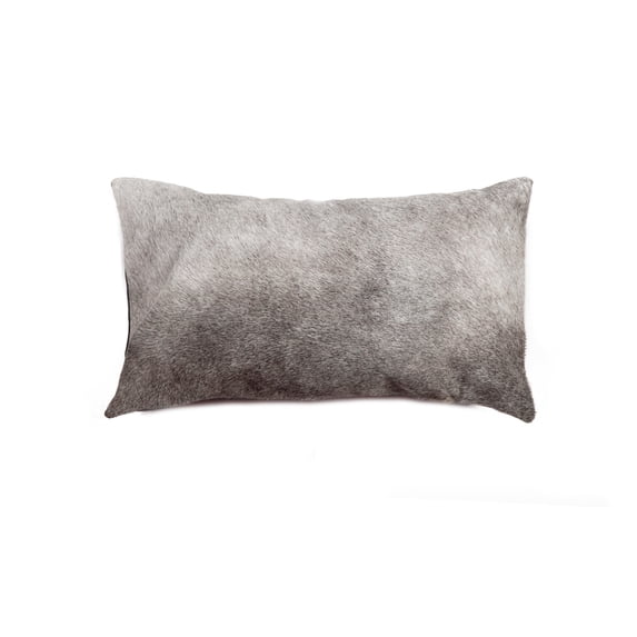 Natural Torino Geneva Cowhide Pillow | Grey | 12"x20"