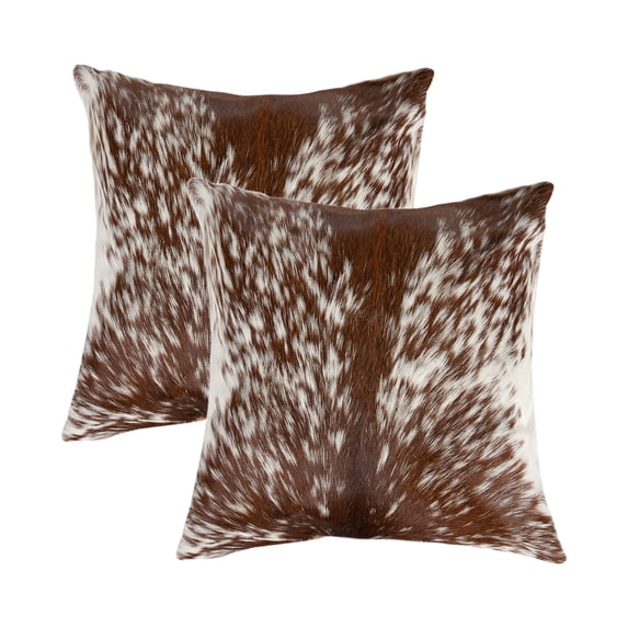Natural Torino Kobe Salt & Pepper Cowhide Pillow | 2-Pack | S&p brown & white | 18"x18"