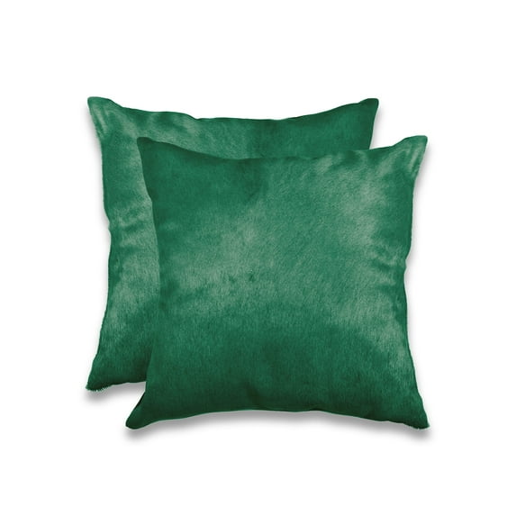 Natural Torino Geneva Cowhide Pillow | 2-Pack | Verde | 18"x18"