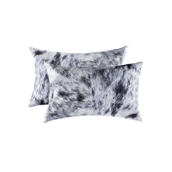 Natural Torino Kobe Salt & Pepper Cowhide Pillow | 2-Pack | S&p black & white | 12"x20"