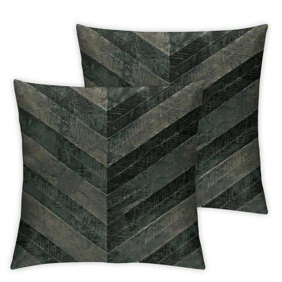 Torino Cowhide Throw Pillows with Poly Insert | Chevron Accent Pillows Handcrafted fromCow Hide, Black