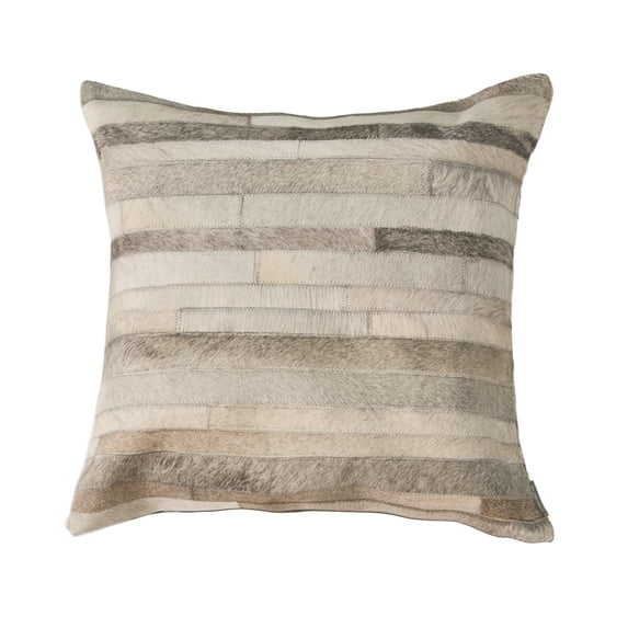 Natural Torino Madrid Cowhide Pillow | Madrid grey | 22"x22"