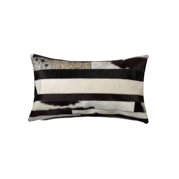 Natural Torino Madrid Cowhide Pillow | Black & white | 12"x20"