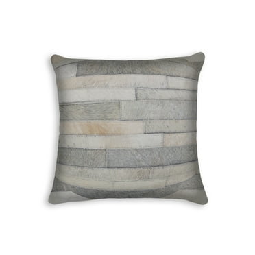 Natural Torino Madrid Cowhide Pillow | Grey | 18"x18"