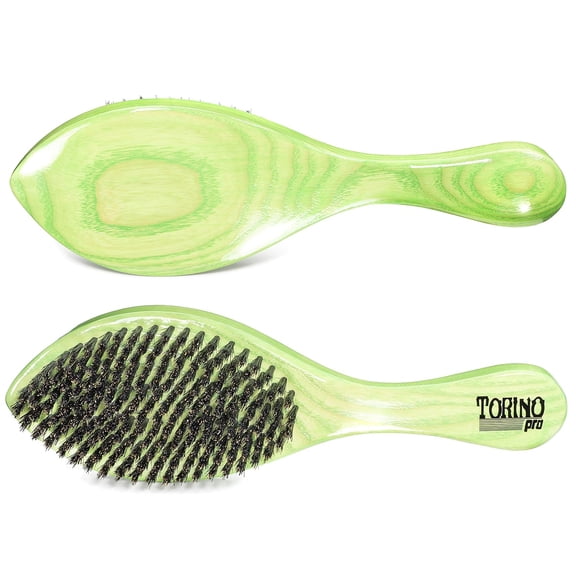 Torino Pro Medium Curved Wave Brush By Brush King #1960-360 Curved Medium - Extra firm Medium bristles with Wavy design handle - for 360 waves - Great for coarse hair wavers