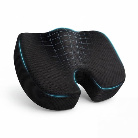 Seat Cushion – Memory Foam Cushion for Tailbone & Coccyx Pain Relief, Ergonomic Desk Chair Cushion for Long Hours of Sitting – Office Workers & Car Drivers