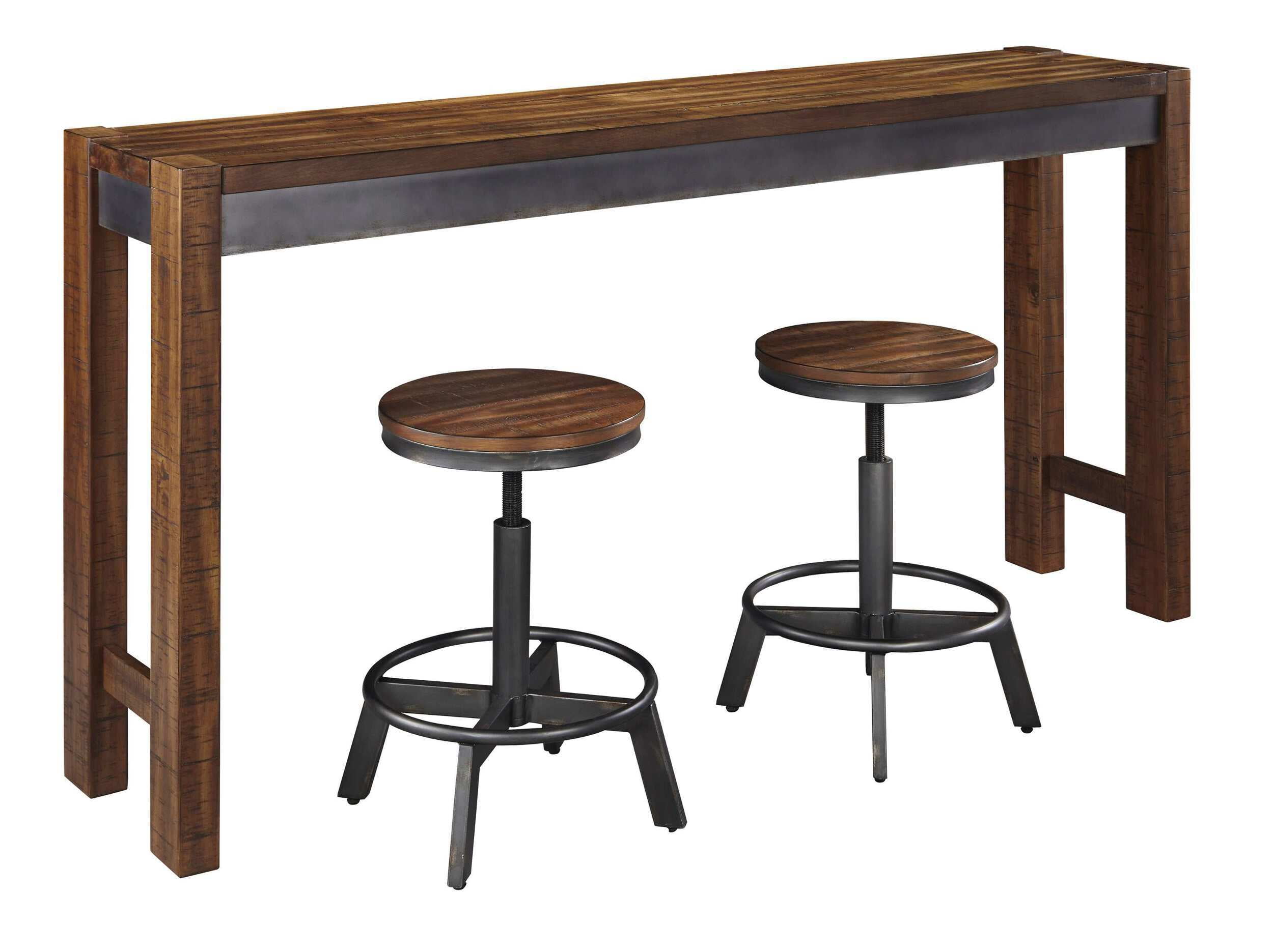 Torjin Brown & Gray Industrial Counter Height Dining Set with 4 Swivel Chairs
