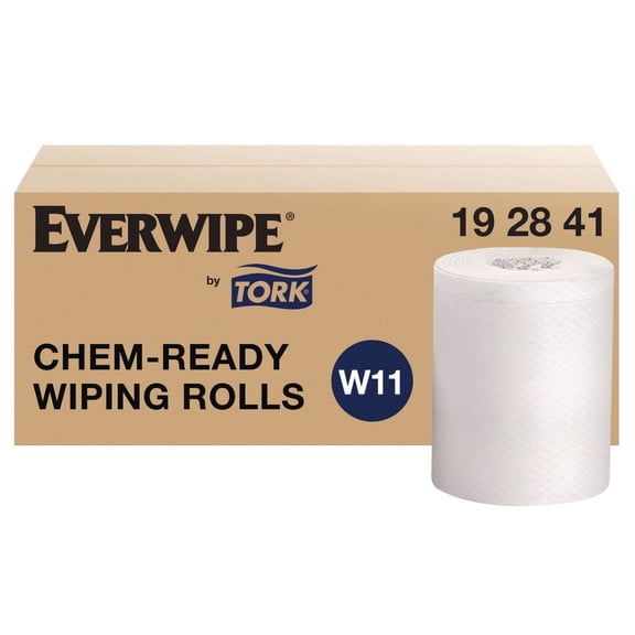 1-Ply 12 x 12 Chem-Ready Wiping Rolls - White (6/Carton)