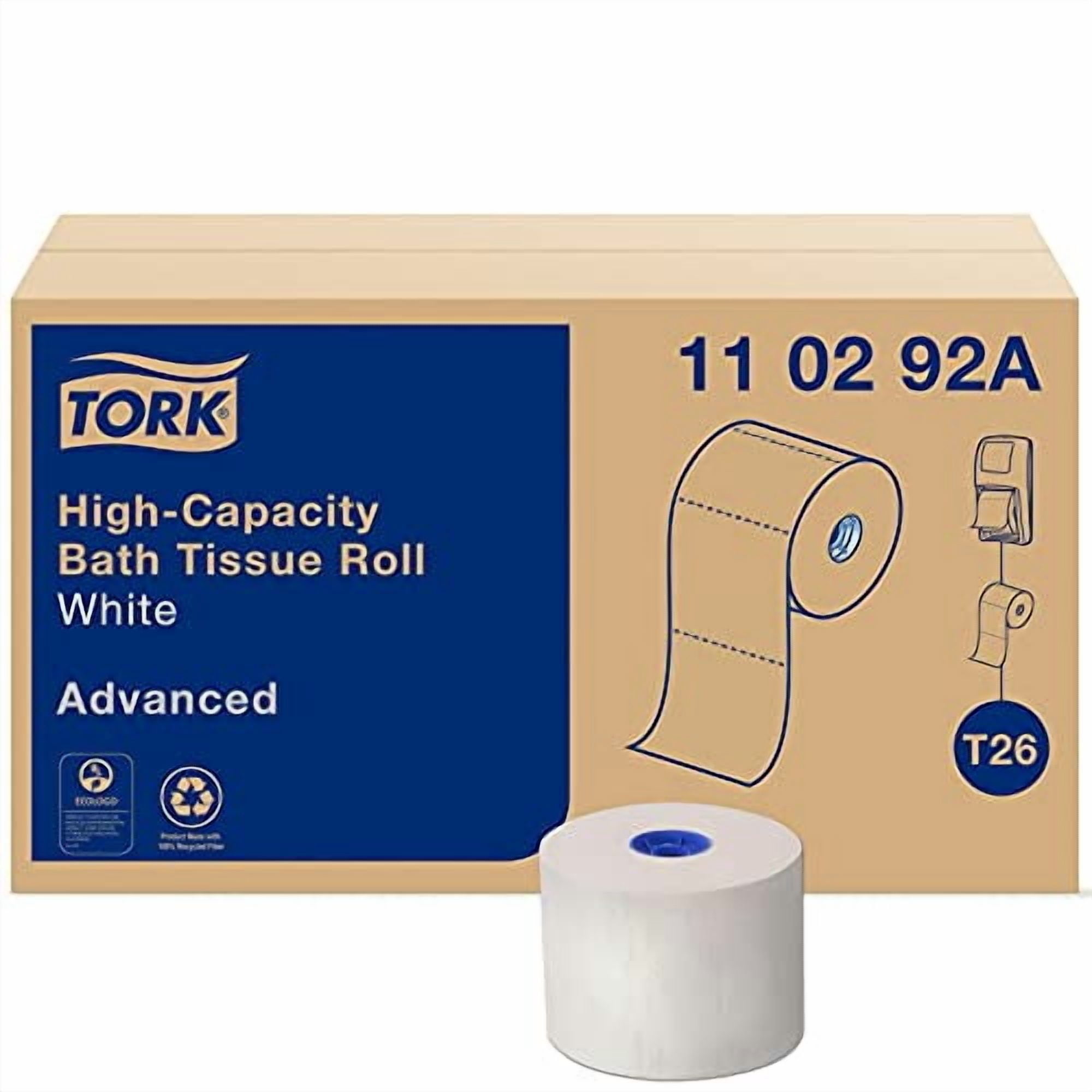 1 PK,Tork High-Capacity Toilet Paper Roll White T26 (110292A)
