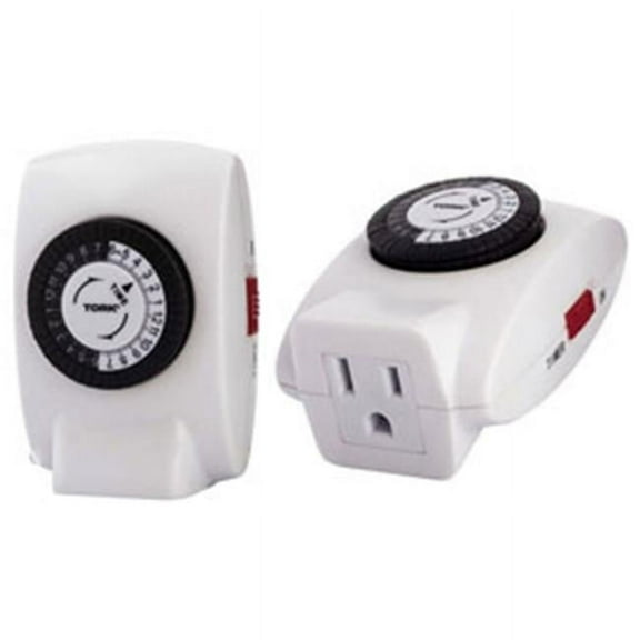 Tork 24 Hrs Plug-In Timer Single Grounded Outlet - 125V Indoor 30 Minute Tabs - White